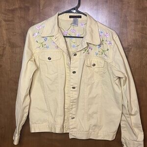 Blaine Trump Embroidered Yellow Jean Jacket